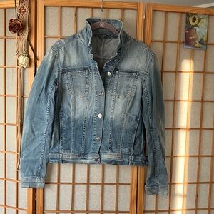 Zara Medium Blue Distressed Lightweight Jean Jacket